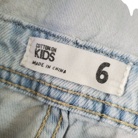 Cotton On Denim Bib Romper Kids Adjust Straps Distress Light Wash Unisex Size 6 - Picture 5 of 10